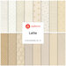 A collage of fabrics ranging from white to light tan in the Latte fabric collection