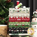 Stack of holiday-themed fabric rolls in red, green, and white, with sewing thread above.