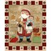 A cream white panel with a jolly Santa holding a teddy bear and a doll surrounded by gifts, with Naughty or Nice? text.