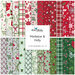 A collection of 24 fabric patterns in red, green, and white, featuring holiday themes like mistletoe and plaid.