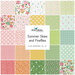 Colorful collage of fabrics squares, labeled Summer Skies and Fireflies by Riley Blake Designs.
