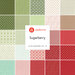A collage of 24 fabric patterns in red, green, and white, labeled Sugarberry by Andover Fabrics.