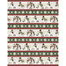 Border stripe fabric with holiday-themed snowmen, and animals on a festive green and cream striped background