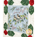 A quilt block featuring two birds on branches with leaves and berries, surrounded by a decorative border.