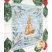 A quilt block featuring a rabbit with leaves and berries, surrounded by a decorative border.