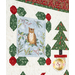 A quilt block featuring an owl on branches with leaves and berries, surrounded by a decorative border.