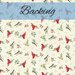 Patterned fabric with red cardinals and greenery on a light background, labeled Backing.