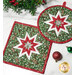 Two quilted holiday hot pads, one square, and one circular, both featuring a star design in red, white, and green.