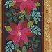 A close up 8x8 swatch of the poinsettia border stripe fabric, showing detail and scale.