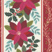 A close up 8x8 swatch of the poinsettia border stripe fabric, showing detail and scale.