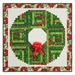 The completed Log Cabin Christmas Wreath in red, green, and white fabrics from the Yuletide Traditions collection, isolated on a white background.