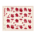 Digital render of the panel of the Nordic Noel collection, a red and white stocking advent calendar panel.