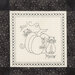 8x8 swatch of a black and cream panel featuring an illustration of two cats around a pumpkin with the text Boo! and Meow.