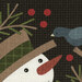 An 8x8 close up swatch of the snowman and bird on the panel.