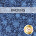 Blue fabric featuring various snowflake patterns on a dark blue background, labeled Backing.