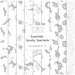 A collection of nine gray-on-white fabric fat quarters featuring Halloween-themed patterns, including bats and cats.