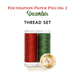 The two piece thread set for the Foundation Paper Piecing Series 2 - December kit, a red and green spool of thread, isolated on a white background below a text graphic.