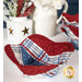 The completed bowl cozies, colored in patriotic fabrics from the Grand Haven collection, staged on a white table with coordinating flowers and decor. A stack of bowl cozies sits in the background.