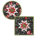 Two completed versions of the black Folded Star Hot Pads, isolated on a white background.