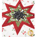 A super close up on the center folded star of the hot pad, demonstrating fabric, piecing, and top stitching details.