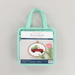 The front of the Punch Needle Kit in its packaging, a bright aqua tote, isolated on a white background.