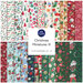 A collage of Christmas-themed patterns featuring stockings, trees, Santa, and festive text.