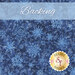 Blue fabric featuring various snowflake patterns on a dark blue background, labeled Backing.