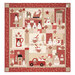 The completed Merry, Merry Snowmen quilt colored in red, cream, and tan from the Rouenneries Trois collection, isolated on a white background.