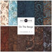 Fabric swatches in various blue and brown batik patterns, labeled On The Range with 12 fat quarters.