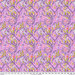 A repeating floral pattern featuring swirling vines in shades of pink, purple, and green.