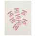 8 loose premium woven sew-in labels spread out on a white background.