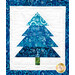 Quilted patchwork design of a blue tree with a green trunk against a white background.