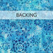 Textured blue fabric with floral patterns labeled Backing.