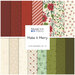 Collection of 15 festive fat quarters in red, green, and cream with floral and patterned designs.