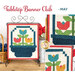 The May Tabletop Banner project, a patchwork basket of red, blue, and yellow spring flowers.