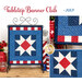 The July Tabletop Banner project, a red, white, and blue patchwork star.