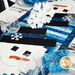 An angled shot of the snowman runner on a table set with plates, tableware, fabric napkins, wine glasses, and winter decor, demonstrating usage.