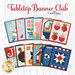 A graphic showing all twelve Tabletop Banners included in the club series, fanned out on a white paneled background..