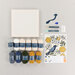 The materials included in the project bag, artfully laid out on a white background.