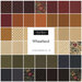 A grid of 40 fabric swatches in earthy tones, showcasing various patterns and designs.