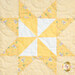 A super close up on the pinwheel sawtooth star block, demonstrating fabric, piecing, and top quilting details.