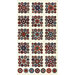 A grid of 12 clusters of circular patterns in various colors and sizes on a cream background.