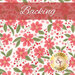 A swatch of the cream with large pink floral fabric used for the backing, a bright pink banner reads 