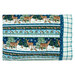 The Woodland Woolies Flannel pillowcase, colored in fabrics featuring winter wildlife patterns with deer, trees, and snowflakes in white, light blue, and dark blue prints, isolated on a white background.