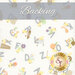 A light fabric background with playful letters and illustrations, labeled Backing at the top.