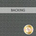 A swatch of gray flannel fabric with packed together tonal gray 4-pointed stars. A banner at the top reads 
