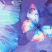 8x8 swatch of panel featuring butterflies on a purple background