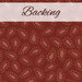 Red patterned fabric with paisleys on a dark red background, labeled Backing.