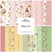 a stacked collage of new baby arrival fabrics with animals, stars, and cute motifs patterns 
