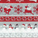 An 8x8 close up swatch of the border stripe fabric, demonstrating detail and scale.